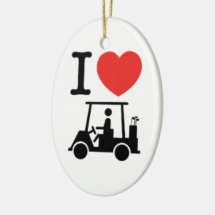 Ornamento De Cerâmica I Heart (Love) Golf Cart