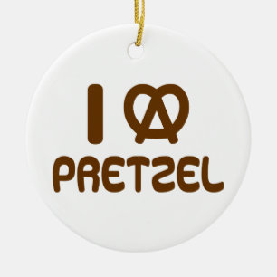 Ornamento De Cerâmica I Heart Pretzel