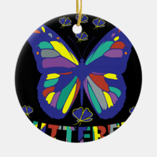 Ornamento De Cerâmica i-love-borboleta-tipografia-aspas-vintage