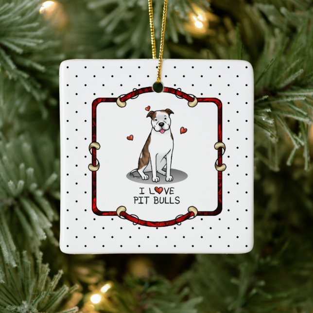 Ornamento De Cerâmica I Love Pit Bulls (lt brindle white 3) (Árvore)