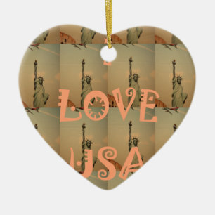 Ornamento De Cerâmica I Love USA