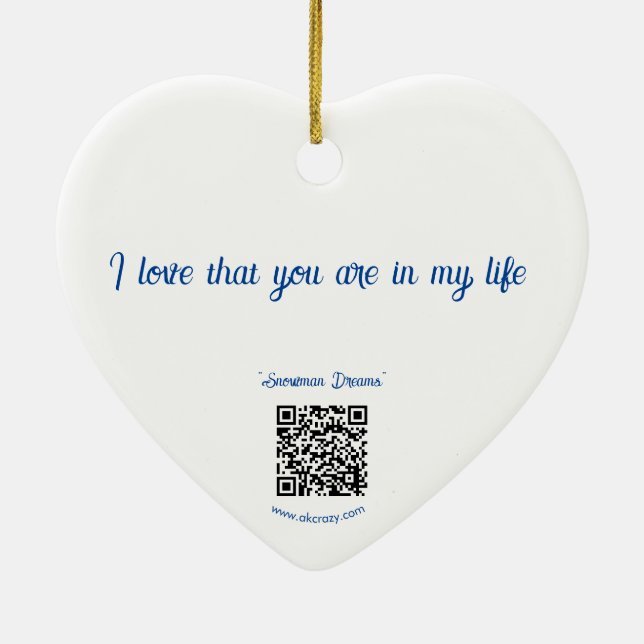Ornamento De Cerâmica I LUV VOCÊ genérica _Snowman Sonha Cerâmica (Verso)