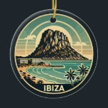 Ornamento De Cerâmica Ibiza Espanha Rock Es Vedra Crachá Arte<br><div class="desc">Ibiza retro vetor viagem design. Ibiza é uma das ilhas Baleares,  um arquipélago de Espanha no Mar Mediterrâneo.</div>