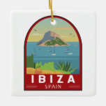 Ornamento De Cerâmica Ibiza Espanha Vintage Art<br><div class="desc">Design de arte vetorial Ibiza. Ibiza é uma das ilhas Baleares,  um arquipélago de Espanha no Mar Mediterrâneo. É bem conhecido pela vida noturna em Ibiza e Sant Antoni.</div>
