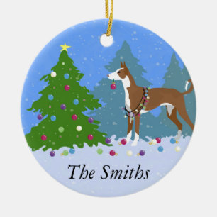 Ornamento De Cerâmica Ibizan Hound Dog Decorando Árvore de Natal