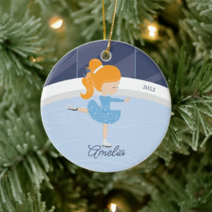 Ornamento De Cerâmica Ice Skater Rapariga Datado