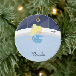 Ornamento De Cerâmica Ice Skating Skater Girl Dated Cerâmica Ornament