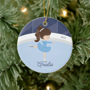 Ornamento De Cerâmica Ice Skating Skater Girl Dated Cerâmica Ornament