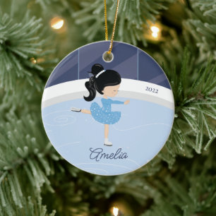 Ornamento De Cerâmica Ice Skating Skater Girl Dated Cerâmica Ornament