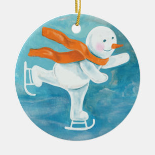 Ornamento De Cerâmica Ice Skating Snowman