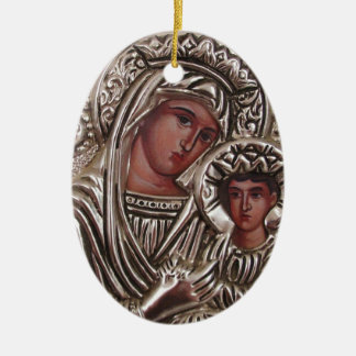 Ornamento De Cerâmica Ícone da mãe e da criança, Madonna e Jesus na