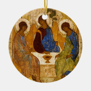 Ornamento De Cerâmica Ícone da Santíssima Trindade Presente Católico Biz