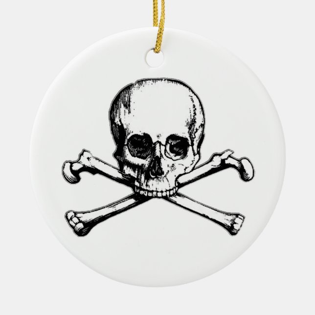 Ornamento De Cerâmica Ícone de Pirata de Caveira e Crossbones (Frente)