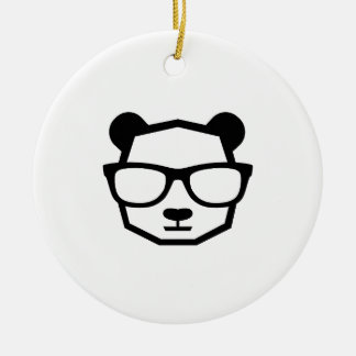 Ornamento De Cerâmica Ícone Geométrico Panda Nerd Legal