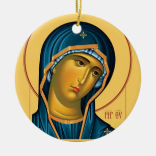 Ornamento De Cerâmica Ícone Ortodoxo Cristão Theotokos (Virgem Maria)   