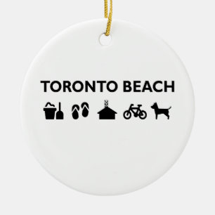 Ornamento De Cerâmica Ícones de Toronto Beach Monotone Black