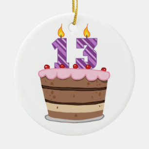 Ornamento De Cerâmica Idade 13 no bolo de aniversário