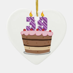 Ornamento De Cerâmica Idade 39 no bolo de aniversário