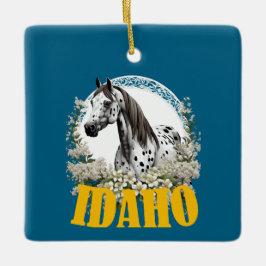 Ornamento De Cerâmica Idaho Appaloosa Com Fronteira De Camisa-T De Flore