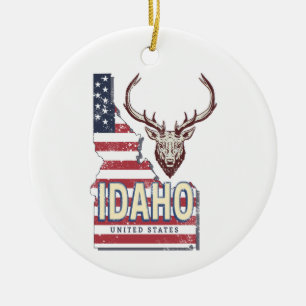 Ornamento De Cerâmica Idaho Estados Unidos Retro Map Vintage Deer EUA