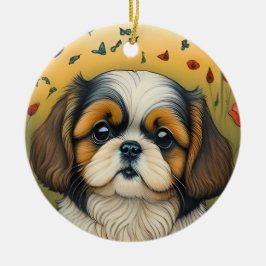 Ornamento De Cerâmica Ideia de presente de adorno de cachorrinho Shihtzu