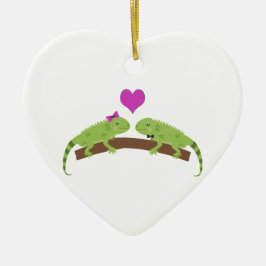 Ornamento De Cerâmica Iguana Love