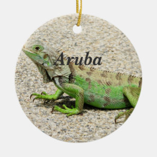 Ornamento De Cerâmica Iguana verde de Aruba