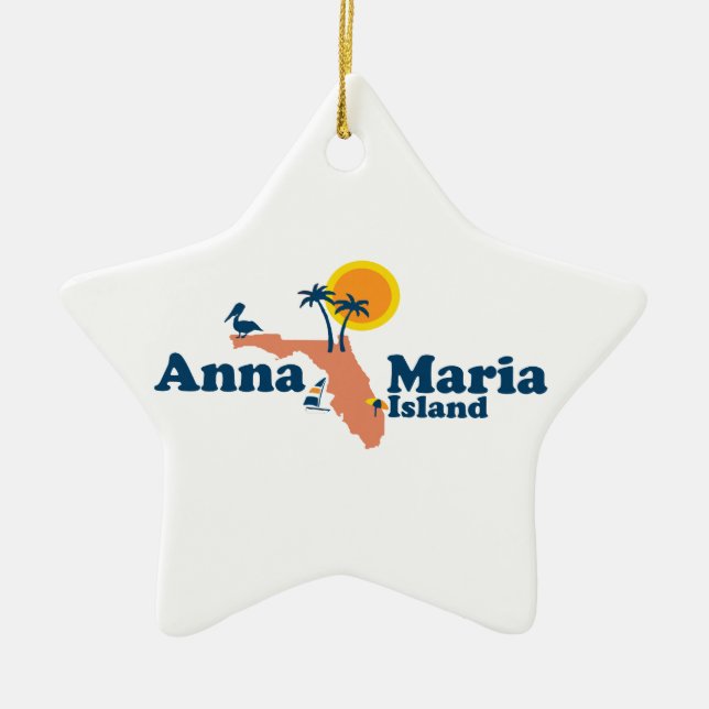 Ornamento De Cerâmica Ilha de Anna Maria - projeto do mapa (Frente)