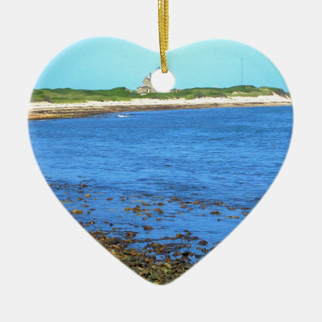 Ornamento De Cerâmica Ilha de bloco da luz norte (Frente)