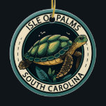 Ornamento De Cerâmica Ilha de Palms South Carolina Turtle Crachá<br><div class="desc">Ilha de Palms vetor de arte design. É conhecido por suas praias apoiadas por condomínios e comércios. Ninho de tartarugas marinhas na área.</div>