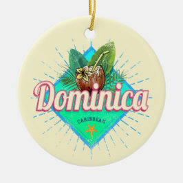 Ornamento De Cerâmica Ilha de Vintage, Retro Vacinação Dominica Caribe