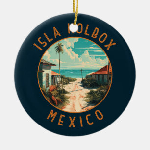 Ornamento De Cerâmica Ilha Holbox México Viagem Arte Vintage