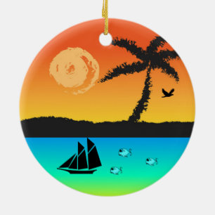 Ornamento De Cerâmica Ilha Sunset