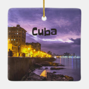Ornamento De Cerâmica Ilhas Costeiras Cuba Havana À Noite