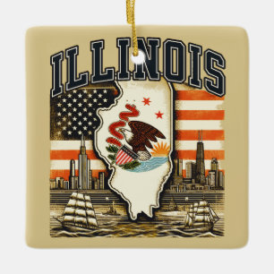 Ornamento De Cerâmica Illinois