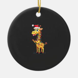 Ornamento De Cerâmica Iluminação de Natal Girafa Piada Papai Noel Girafa