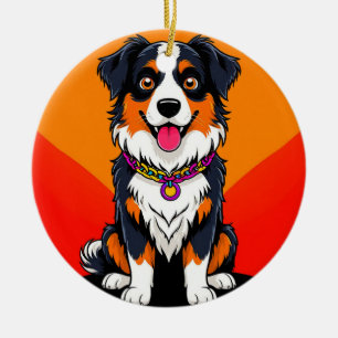 Ornamento De Cerâmica Ilustração Alegre de Cachorro em Cartoon