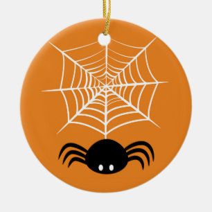 Ornamento De Cerâmica Ilustração Assustadora de Aranha de Halloween