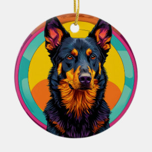 Ornamento De Cerâmica Ilustração Colorida do cão Beauceron