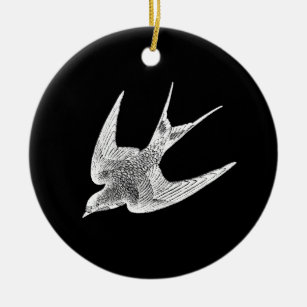 Ornamento De Cerâmica Ilustração da andorinha do vintage - pássaro