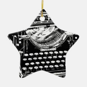 Ornamento De Cerâmica Ilustração da máquina de escrever do vintage