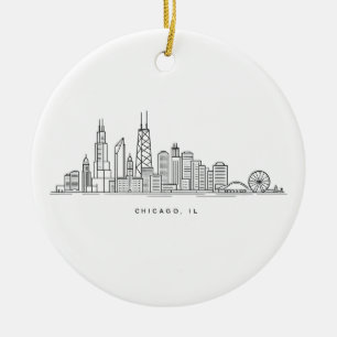 Ornamento De Cerâmica Ilustração da paisagem urbana de Chicago IL