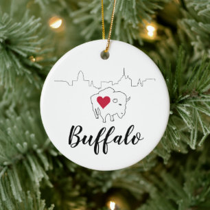 Ornamento De Cerâmica Ilustração da Silhueta de Buffalo