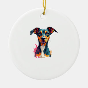 Ornamento De Cerâmica Ilustração de Arte Pop de Retrato de Cachorro Colo