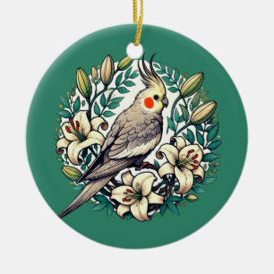Ornamento De Cerâmica Ilustração de Aves Cockatiel