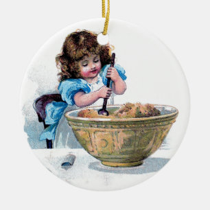 Ornamento De Cerâmica Ilustração de bolo de panificação de uma menin
