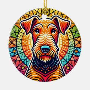 Ornamento De Cerâmica Ilustração de cachorro colorida
