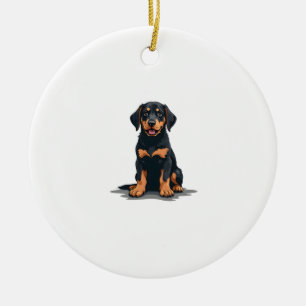 Ornamento De Cerâmica Ilustração de Cachorro Preto e Marrom Vista Poster