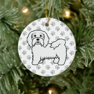 Ornamento De Cerâmica Ilustração de Cão de Cartoon Cinto Branco Havan