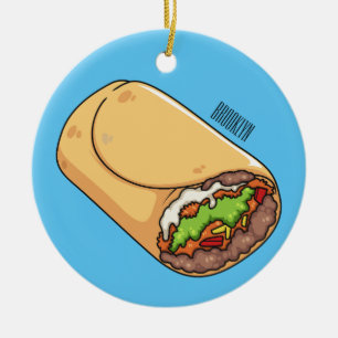 Ornamento De Cerâmica Ilustração de desenho animado burrito